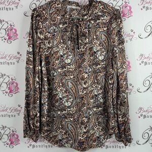 Cleo long sleeve top shirt Multicolor Paisley Blouse bubble sleeve